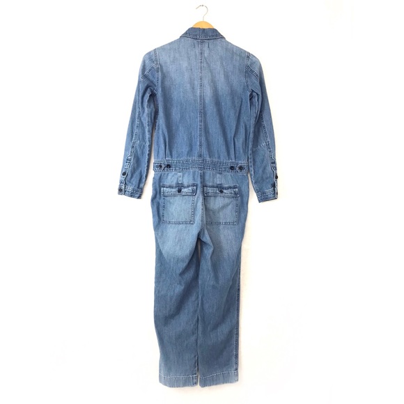 Madewell Coverall Jumpsuit Denim Riveter Cropped - Picture 3 of 8